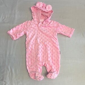 Juniors Soft Pink Textured Dot Footie One Piece